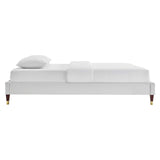 Modway Furniture Reagan Full Performance Velvet Platform Bed 0423 Light Gray MOD-6892-LGR