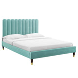 Modway Furniture Reagan Full Performance Velvet Platform Bed 0423 Mint MOD-6892-MIN