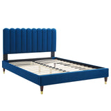 Modway Furniture Reagan Full Performance Velvet Platform Bed 0423 Navy MOD-6892-NAV