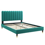 Modway Furniture Reagan Full Performance Velvet Platform Bed 0423 Teal MOD-6892-TEA