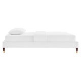 Modway Furniture Reagan Full Performance Velvet Platform Bed 0423 White MOD-6892-WHI