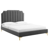 Modway Furniture Colette King Performance Velvet Platform Bed 0423 Charcoal MOD-6894-CHA