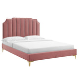 Modway Furniture Colette King Performance Velvet Platform Bed 0423 Dusty Rose MOD-6894-DUS
