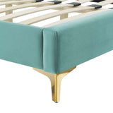 Modway Furniture Colette King Performance Velvet Platform Bed 0423 Mint MOD-6894-MIN