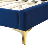 Modway Furniture Colette King Performance Velvet Platform Bed 0423 Navy MOD-6894-NAV