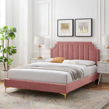 Modway Furniture Sienna Performance Velvet Twin Platform Bed MOD-6906-DUS