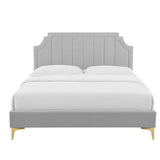 Modway Furniture Sienna Performance Velvet Twin Platform Bed MOD-6906-LGR