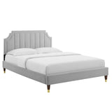 Modway Furniture Sienna Performance Velvet Twin Platform Bed MOD-6907-LGR