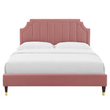 Sienna Performance Velvet Full Platform Bed Dusty Rose MOD-6913-DUS