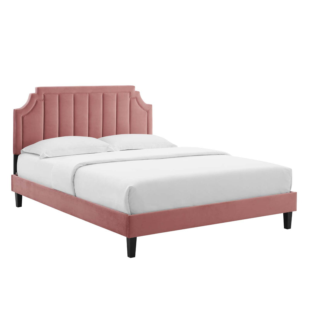 Sienna Performance Velvet Full Platform Bed Dusty Rose MOD-6914-DUS
