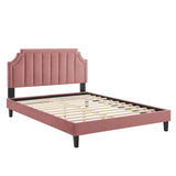 Sienna Performance Velvet Full Platform Bed Dusty Rose MOD-6914-DUS