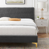 Phillipa Performance Velvet Full Platform Bed Charcoal MOD-6922-CHA