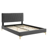 Phillipa Performance Velvet Full Platform Bed Charcoal MOD-6922-CHA