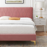 Phillipa Performance Velvet Full Platform Bed Dusty Rose MOD-6922-DUS