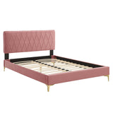 Phillipa Performance Velvet Full Platform Bed Dusty Rose MOD-6922-DUS