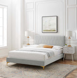 Phillipa Performance Velvet Full Platform Bed Light Gray MOD-6922-LGR