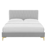 Phillipa Performance Velvet Full Platform Bed Light Gray MOD-6922-LGR