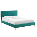 Phillipa Performance Velvet Full Platform Bed Teal MOD-6922-TEA