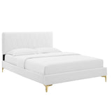 Phillipa Performance Velvet Full Platform Bed White MOD-6922-WHI