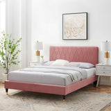 Phillipa Performance Velvet Full Platform Bed Dusty Rose MOD-6923-DUS