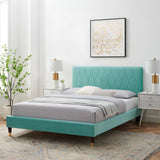 Phillipa Performance Velvet Full Platform Bed Mint MOD-6923-MIN