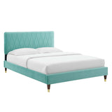 Phillipa Performance Velvet Full Platform Bed Mint MOD-6923-MIN