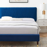 Phillipa Performance Velvet Full Platform Bed Navy MOD-6923-NAV