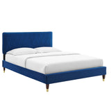 Phillipa Performance Velvet Full Platform Bed Navy MOD-6923-NAV