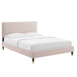 Phillipa Performance Velvet Full Platform Bed Pink MOD-6923-PNK