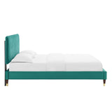 Phillipa Performance Velvet Full Platform Bed Teal MOD-6923-TEA