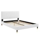 Phillipa Performance Velvet Full Platform Bed White MOD-6923-WHI