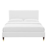 Phillipa Performance Velvet Full Platform Bed White MOD-6923-WHI