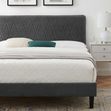 Phillipa Performance Velvet Full Platform Bed Charcoal MOD-6924-CHA