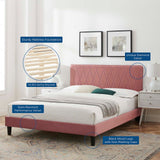 Phillipa Performance Velvet Full Platform Bed Dusty Rose MOD-6924-DUS