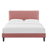 Phillipa Performance Velvet Full Platform Bed Dusty Rose MOD-6924-DUS