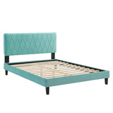 Phillipa Performance Velvet Full Platform Bed Mint MOD-6924-MIN