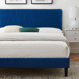 Phillipa Performance Velvet Full Platform Bed Navy MOD-6924-NAV