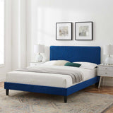 Phillipa Performance Velvet Full Platform Bed Navy MOD-6924-NAV