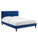 Phillipa Performance Velvet Full Platform Bed Navy MOD-6924-NAV