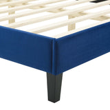 Phillipa Performance Velvet Full Platform Bed Navy MOD-6924-NAV