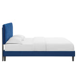 Phillipa Performance Velvet Full Platform Bed Navy MOD-6924-NAV