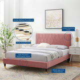 Modway Furniture Phillipa Performance Velvet King Platform Bed MOD-6929-DUS