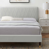 Modway Furniture Phillipa Performance Velvet King Platform Bed MOD-6929-LGR