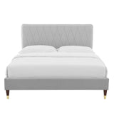 Modway Furniture Phillipa Performance Velvet King Platform Bed MOD-6929-LGR