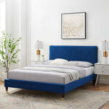 Modway Furniture Phillipa Performance Velvet King Platform Bed MOD-6929-NAV