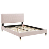 Modway Furniture Phillipa Performance Velvet King Platform Bed MOD-6929-PNK