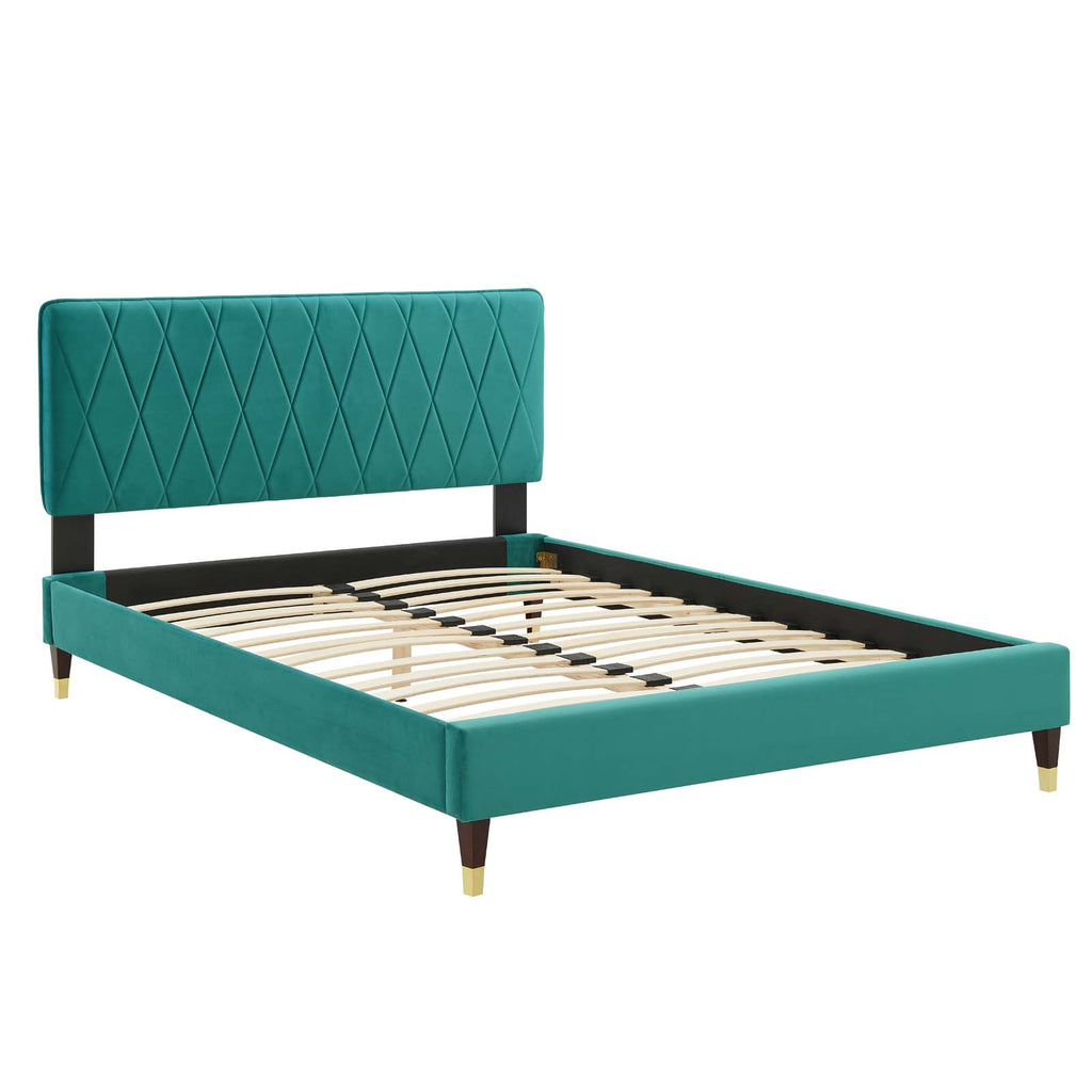 Modway Furniture Phillipa Performance Velvet King Platform Bed MOD-6929-TEA