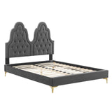 Alexandria Tufted Performance Velvet Twin Platform Bed Charcoal MOD-6931-CHA