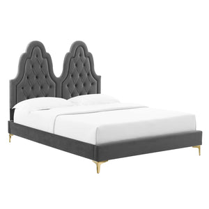 Modway Furniture Alexandria Tufted Performance Velvet King Platform Bed MOD-6937-CHA