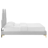 Modway Furniture Alexandria Tufted Performance Velvet King Platform Bed MOD-6937-LGR